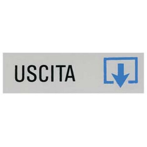 10PZ TARGHETTA ADESIVA "USCITA" (FRECCIA IN GIU') - cm.15x5h.