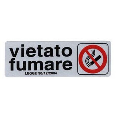 10PZ TARGHETTA ADESIVA "VIETATO FUMARE" CON NOMATIVA - cm.15x5h.