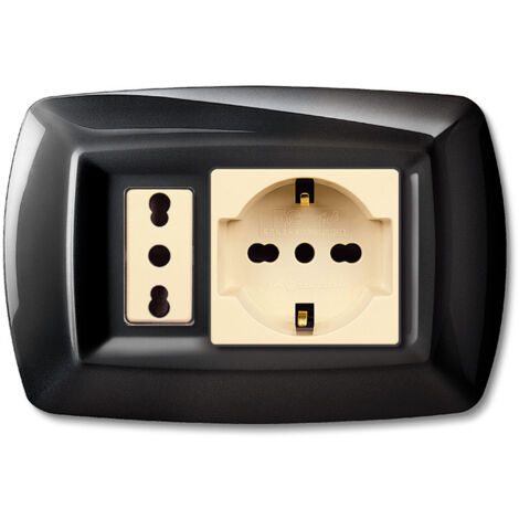 10PZ TONDO' PLACCA MOD.MAGIC IN TERMOPLASTICA,PRESA SCHUKO + MODULO,COLORE BIANC