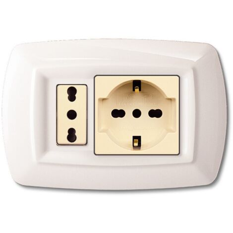 10PZ TONDO' PLACCA MOD.MAGIC IN TERMOPLASTICA,PRESA SCHUKO + MODULO,COLORE BIANC