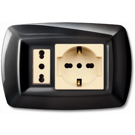 10PZ TONDO' PLACCA MOD.MAGIC IN TERMOPLASTICA,PRESA SCHUKO + MODULO,COLORE ORO