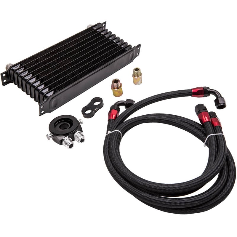 10 Row AN10 Universal EngineTransmission Oil Cooler Filter Adapter Hose Kit neuf | 06941477784939