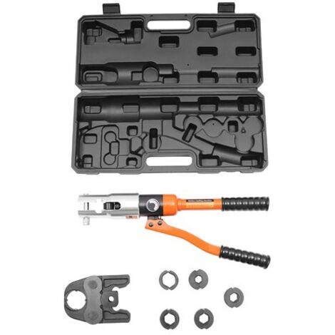10T Hydraulic Pipe Crimper Aluminum Tube Press Clamp Pliers Crimping Tool 5 Dies