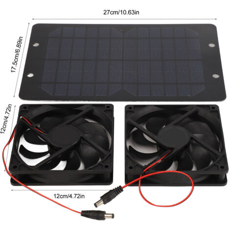 10W 12V Doppel-Solarventilator mit Silikon für Gewächshaus, Hühnerstall, Wohnmobil, tragbar