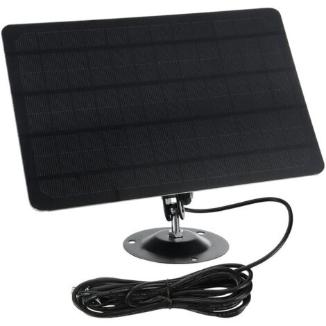 10W 5V 2000mAh Micro USB Solar Panel 360 Degree Rotation Waterproof Monocrystalline Silicon Solar Plate for USB Camera (Black)