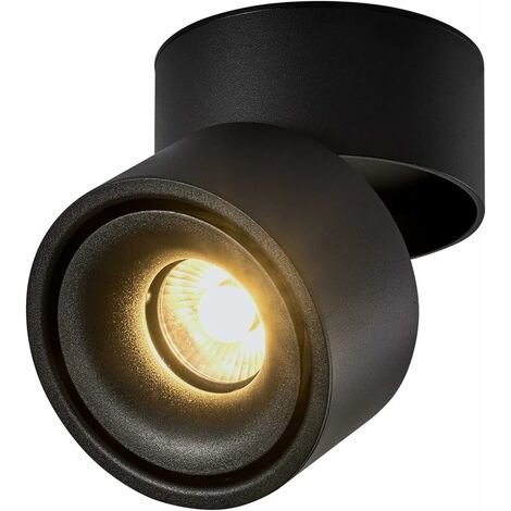 10W Foco de techo LED Luz de techo, ángulo de cuerpo de lámpara ajustable, focos de luz, foco de techo, aplique de techo, foco de techo ajustable, plafón de techo LED, 10x10x10cm (negro-3000K) [clase
