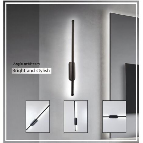 10W LED Applique Murale Lumière Blanche Lampe Design de Ovale 60cm Luminaire d'Intérieur Industrielle Créative pour Escalier Lavabo Salon Chambre Noir