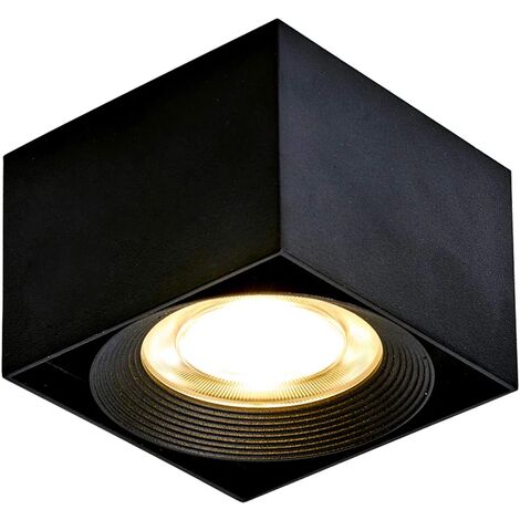 10W LED Plafonnier Spots lampe,Spots de plafond,Applique de Plafond, spots plafond orientables,LED Plafonniers ,Éclairage de plafond,IP20,10x10x7cm (Noir-3000K) [Classe énergétique A+]