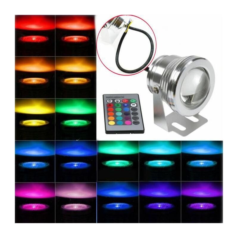 10W LED Strahler Outdoor IP68 Aluminium 16 Farben 12V Lampe + Fernbedienung | 04537371347442 10W LED Strahler Outdoor IP68 Aluminium 16 Farben 12V Lampe + Fernbedienung | 04537371347442