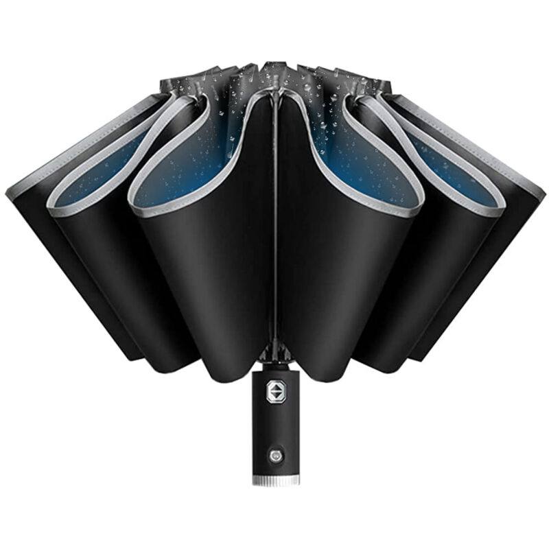 Lifcausal - Parapluie Automatique Coupe-Vent Protection uv, Pliant Porte-parapluies Travel Lightweight, Noir