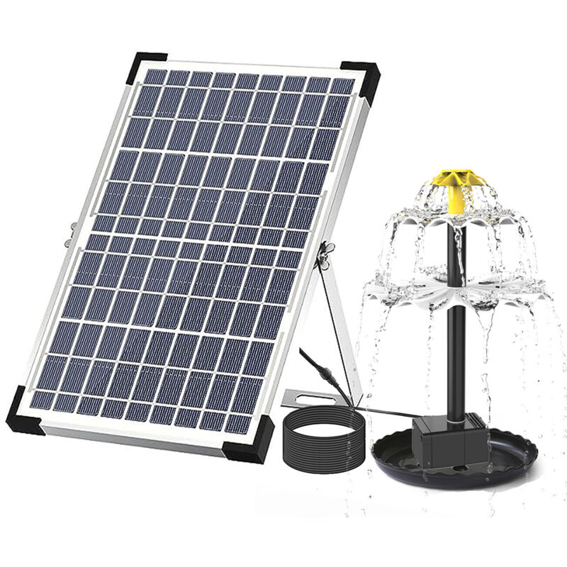 Lifcausal - Pompe de fontaine solaire 10 w pour bain d'oiseaux avec 9 buses Pompe de fontaine à eau à énergie solaire pour étang de jardin, piscine,