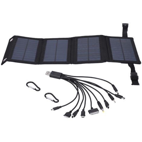 10W Solar Panel Portable Folding Solar Power Module Board for Travel Camping Black