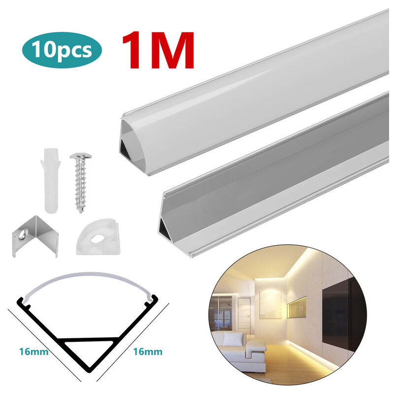 10x 1m LED profilé aluminium bande d'angle bande bandes blanches rail aluminium,Forme-V