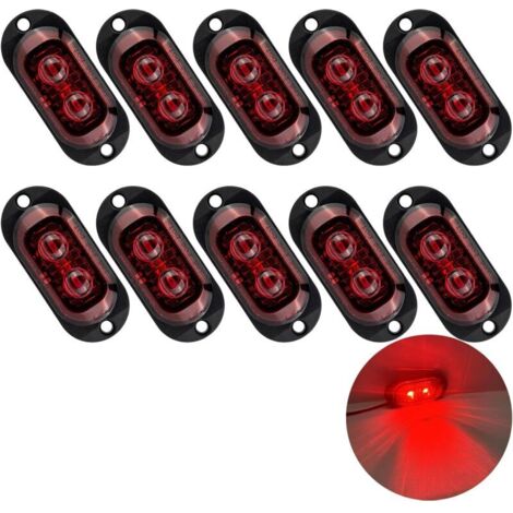 10X 2 LED Feux de Marquage Latéral 12 / 24V Feux De Gabarit LED Remorque Lampe 3000K LumièRe D’Avertissement Pour Camion Rv Caravane (Rouge)