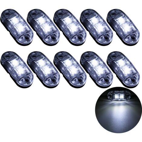 10X 2 LED Side Marker Lights 12/24V LED Clearance Lights Trailer Side Lamp Warning Light for Truck RV Caravan (White)