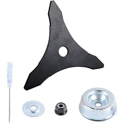 10"x 3T Lame de Débroussailleuse avec kit d'entretien d'accessoire d'adaptateur de lame de tondeuse à gazon de Machine de jardinage pour Mauvaises Herbes Fraîches et Tondeuse.