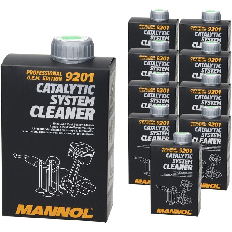 Mannol 9201 Catalytic System Cleaner 10 x 500 ml, Nettoyant pour système de gaz d'échappement et de carburant, Nettoyant pour système catalytique,
