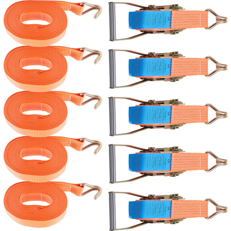 10x 5000kg Sangle de serrage 10mx50mm Sangle a Cliquet Sangle D'Arrimage Kit