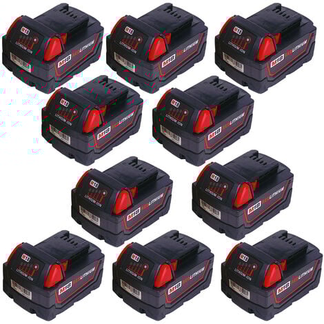 POWERWINGS 10X 5.0Ah 18V M18 Batterie pour Milwaukee 48-11-1850 48-11-1852 48-11-1820 48-11-1828 48-11-10 Milwaukee Batterie M18 B5