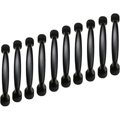 10x 96mm La porte noire d'armoire de cuisine tire la poignée de tirette de meubles de chambre de tiroir de placard