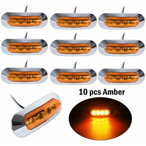 10x Ambre 4 LED Feu de gabarit latéral pour voiture Camion Remorque Ramassage 12V 24V