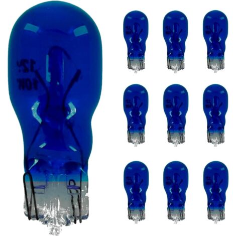 10x Ampoule 12V 10W T13 W2.1x9.5d clignotant latéral voiture moto scooter éclairage goutte d'eau lampe tableau bord indicateur, bleu
