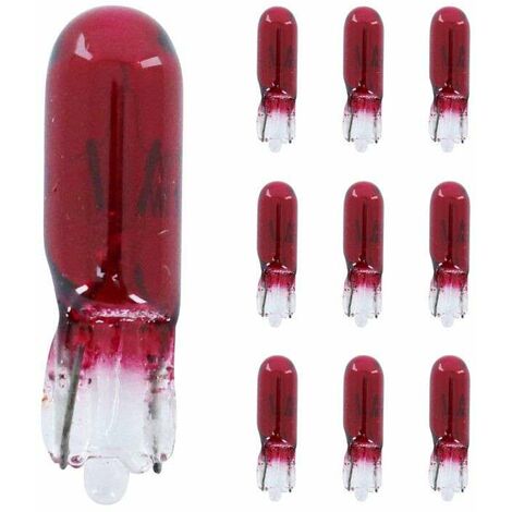 10x Ampoule 12V 1,2w T5 wedge rouge W2x4.6d universel éclairage lumière bricolage remplacement