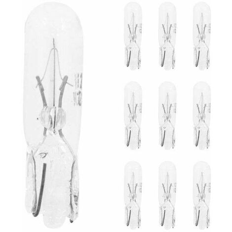 10x Ampoule 12V 1,2w T5 wedge transparent W2x4.6d éclairage lumière universel bricolage