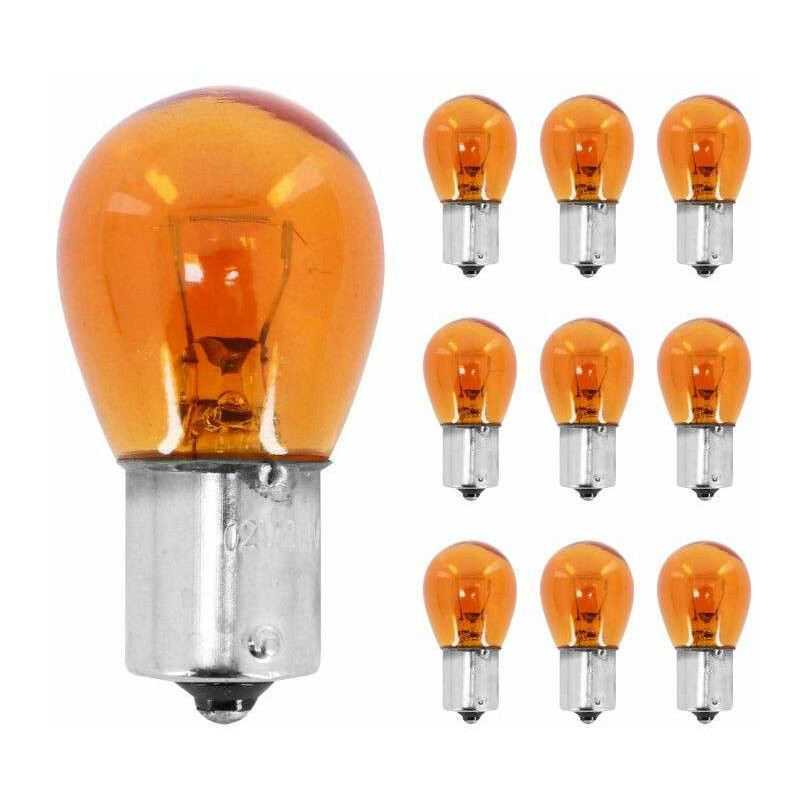 10x Ampoule 12V 21W BA15S Orange