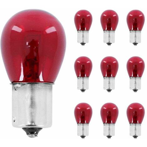 10x Ampoule 12V 21W BA15S rouge éclairage lumière universel bricolage feu DIY