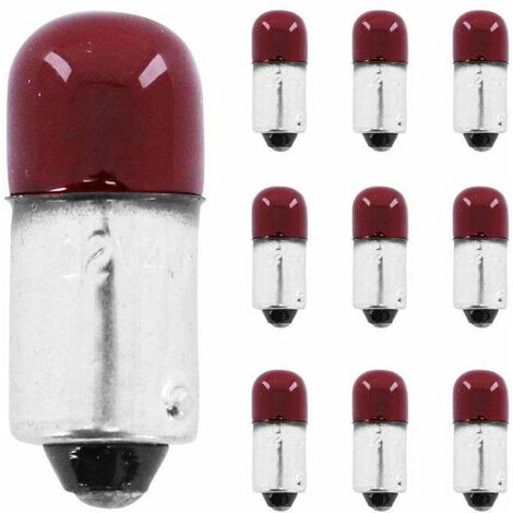 10x Ampoule 12V 4W BA9S rouge universel éclairage lumière bricolage remplacement