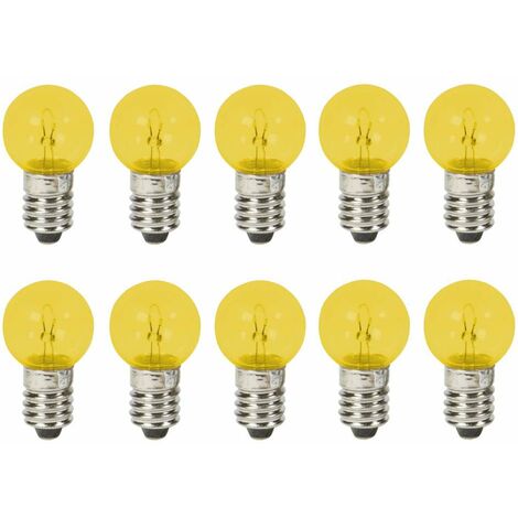 10x Ampoule E10 12V 7,5W jaune culot 10mm à visser universel incandescent maison bricolage cyclomoteur scooter moto vélo