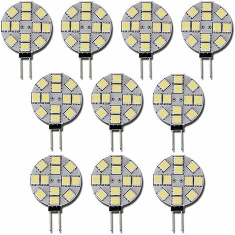 10x Ampoule LED G4 DC 12V Non dimmable Blanc 6000K Ampoule de lumière Remplacement 20W Lampe halogène pour Cuisine Camping-Car RV remorque Bateau