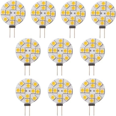 10x Ampoule LED G4 Non dimmable Blanc Chaud 2700K 180 ° Faisceau Ampoule de lumière Remplacement 20W Lampe halogène pour Cuisine Camping-Car RV remorque Bateau DC 12V de Remplacement