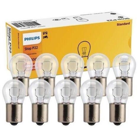 10x Ampoules Philips P22 15W Vision Standard 12401CP BA15s 12V