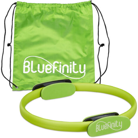 10x Anello da Pilates con Esercizi, Doppia Impugnatura, Imbottito, Ø 37cm, Fitness Ring, Allenamenti Yoga, Verde