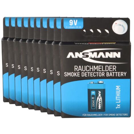 10x Ansmann Rauchmelder Batterie Extreme Lithium 9V Block