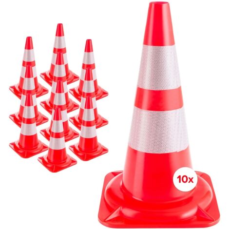 10x Arebos Traffic Cone Warning Cone Safety Cones Road Cone Reflective 50 cm - rojo