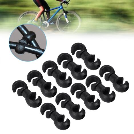 10x Attaches S pour Câbles Vélo - Fixation Câbles Freins et Changement de Vitesse (Noir)