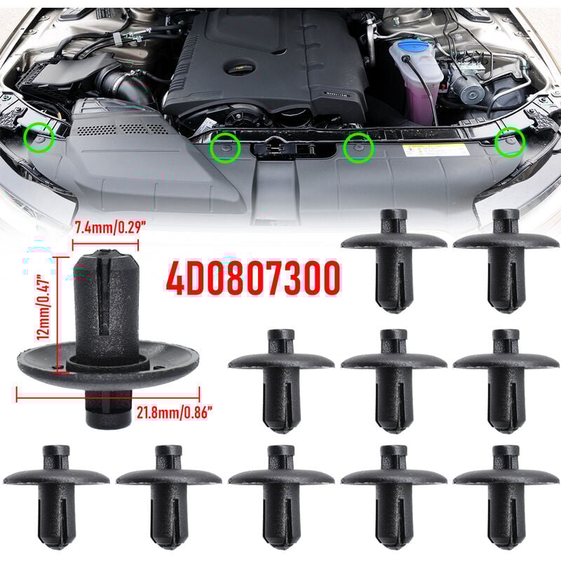 10x Auto Kühler Schutzhülle Motor Abdeckung Shroud Grille Haube Panel Clip Retainer Rivet Für Audi A2 A4 A5 A8 Q3 q5 S4 S5 S8 tt tts | 04537365734579