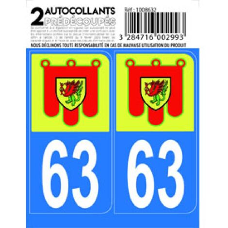 10x Autocollant departement 63 - BLASON AUVERGNE