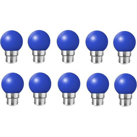 10X B22 Ampoule bleu 1W Ampoule Couleur Économie d'énergie Couleur à LED 200LM Adapté aux Décoration AC 220V-240V bleu