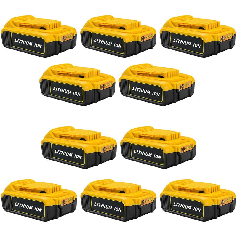 Powerwings - 10X Batterie pour dewalt DCB184 DCB184B-XJ DCB180 DCB181 DCB182 DCB183 DCB185 18V xr Power Tool Battery 18V-20V 2,0Ah Lithium Indicateur