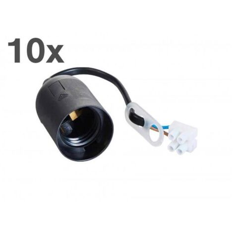 10x Baufassung E27 230V schwarz, mit Lüsterklemme