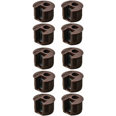 10x boitier excentrique 15mm assemblage plastique insert acier épaisseur bois 19mm marron connecteur meuble