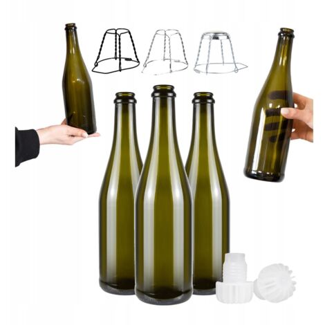 10x Botella de Cristal para Champ谩n, Sidra, Vino 750 ml Oliva Champ谩n 0,75 l
