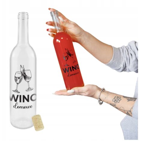 10x Botella de vino CON IMPRESI脫N 0,75l HOME WINE botellas de vidrio TRANSPARENTES