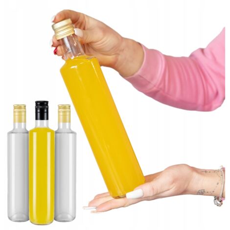 10x bottiglia DORICA GLASS 500 ml INCOLORE per olio d'oliva, tinture, aceto, succo 0,5l