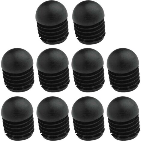 10x Bouchon Tube Chaise Rond Embout rentrant antidérapant Noir Pied Meuble Protection, 19mm