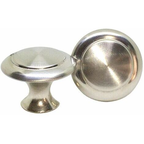 10X Bouton De Tiroir Metal Boutons De Porte De Placard De Cuisine En Aspect Inox Satiné Ronde Argent Poignée De Meuble